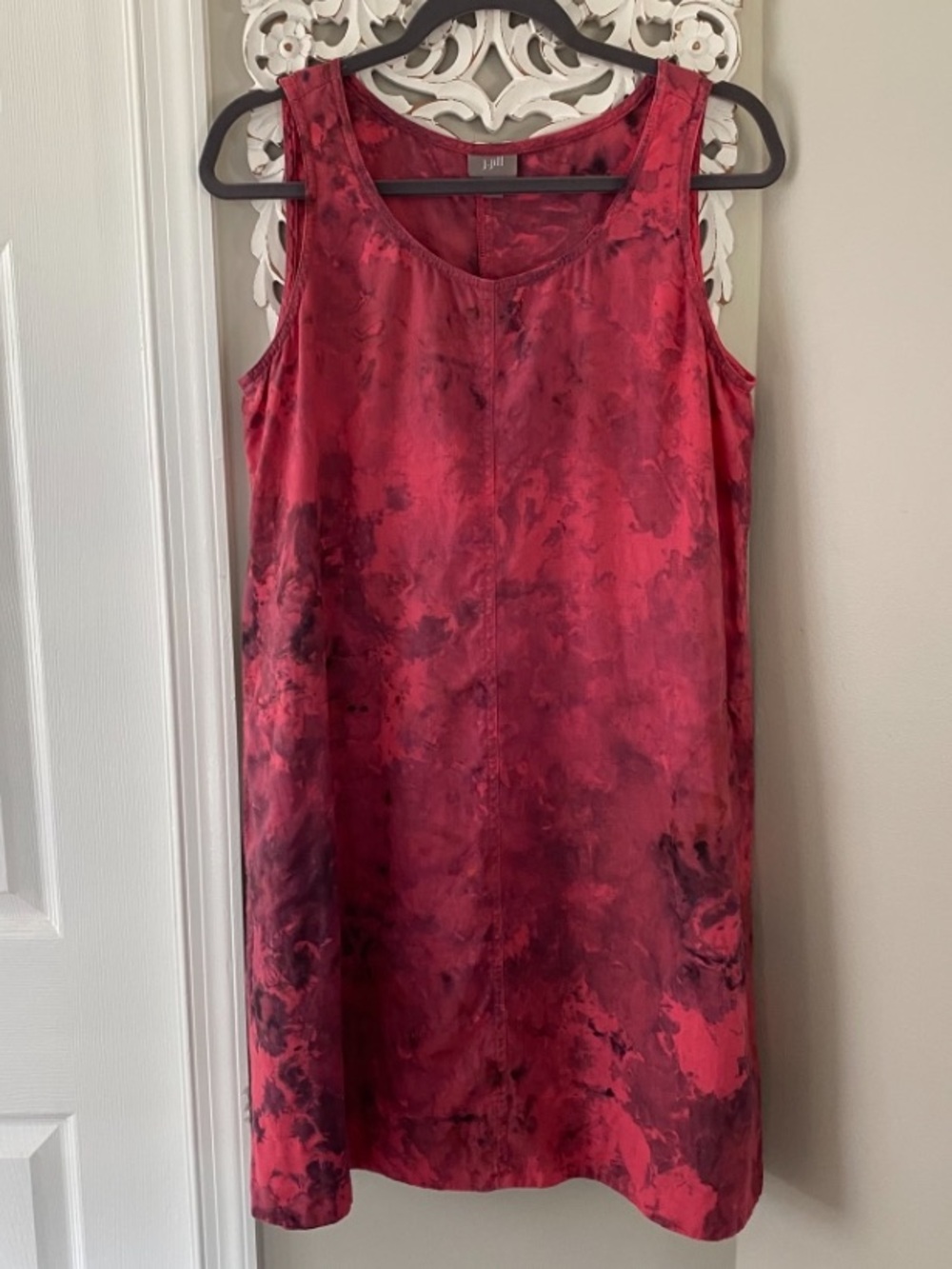 J. Jill Linen Tie Dye Dress Sz MP Beach Boho Resort Cruise Lagenlook